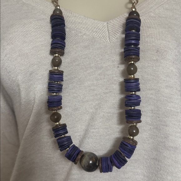 Chico’s Boho Purple Beaded Statement Necklace (BR1010/2) - Picture 5 of 9